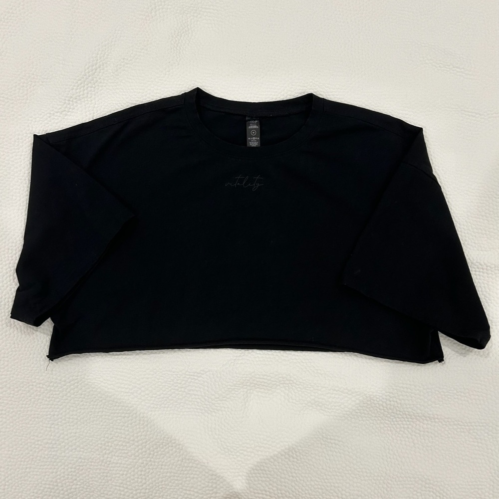 Black Boat Neck Crop T-Shirt